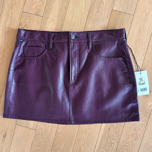 NWT Citizens Of Humanity Burgundy Recycled Leather Skirt Sz 30 - Picture 2 of 11